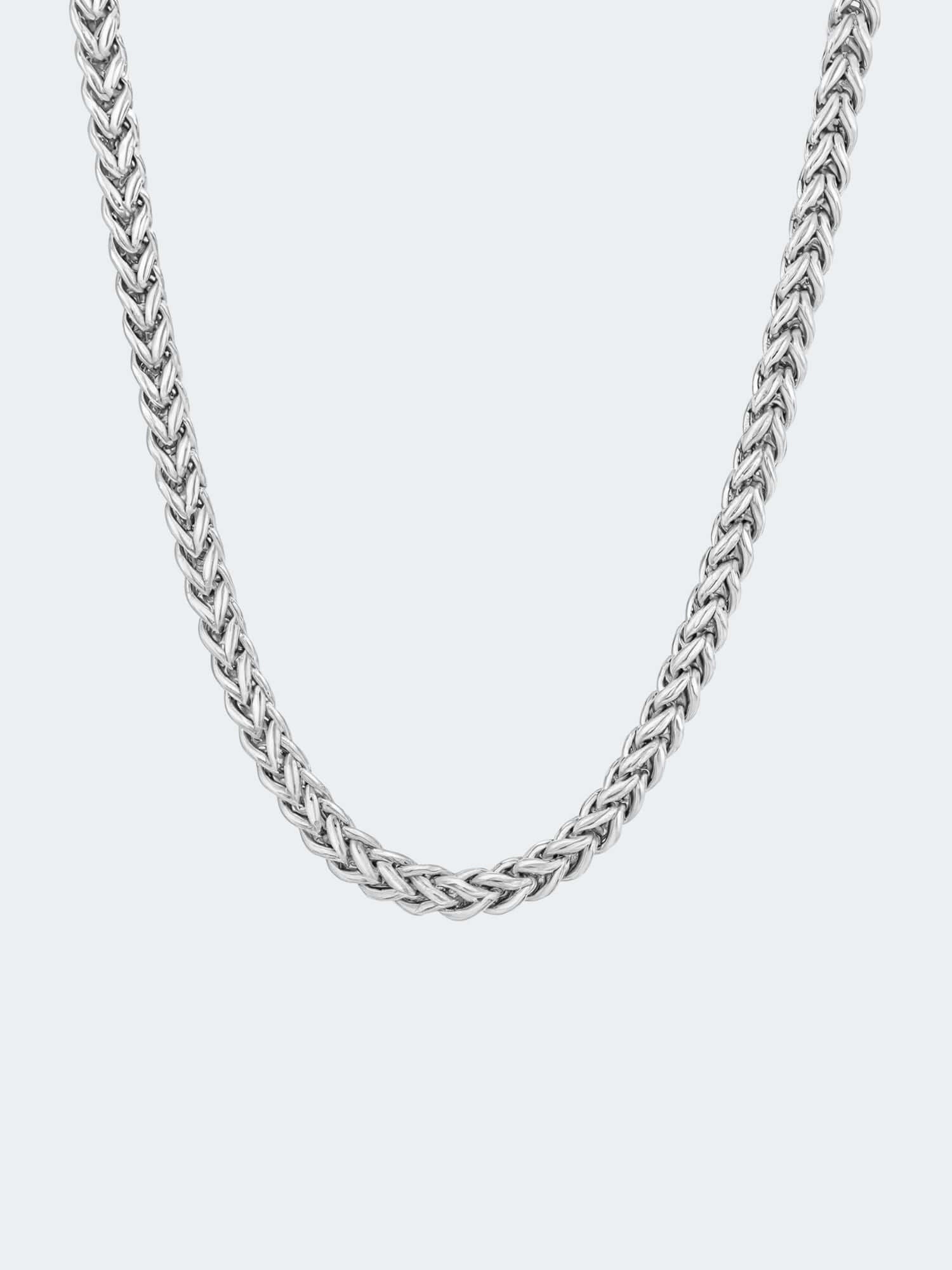 Zilveren Franco Vossenstaart Ketting 3MM met unieke schakel en robuust design, gemaakt van hoogwaardig roestvrij staal.