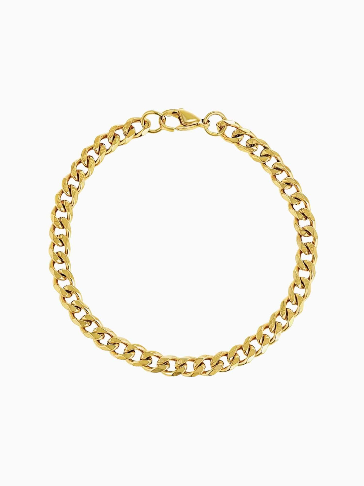 Bracciale cubano placcato oro 18K (5 mm) in Argento sterling 925, con maglia cubana, strato d'oro resistente e chiusura