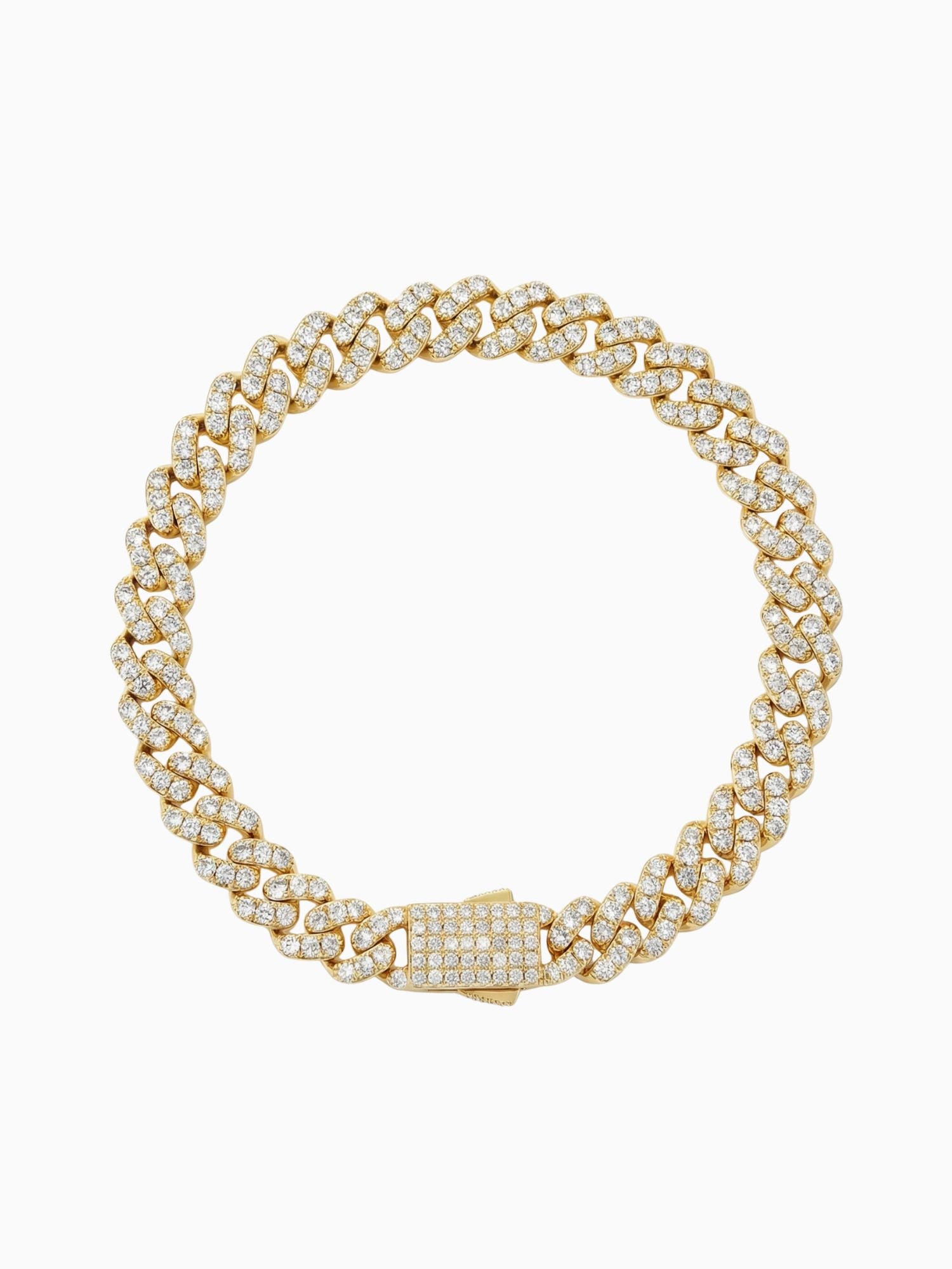 Cuban Link Armband Goud ICED OUT met fonkelende stenen van 6MM en 8MM.