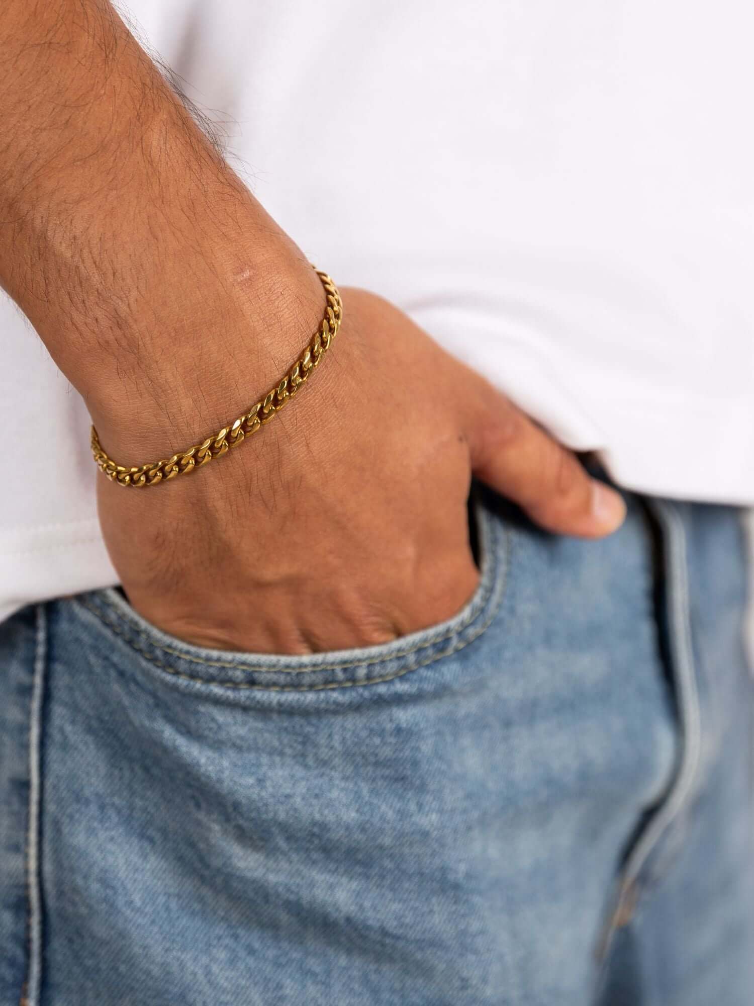 Cuban Armband Goud RVS (3mm, 5mm & 7mm) goudkleurige Cuban link schakelarmband van roestvrij staal om de pols