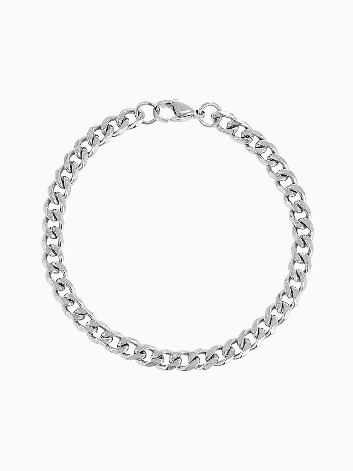 Cubanarmband i silverfärgat rostfritt stål (3 mm, 5 mm & 7 mm) armband med cubanlänkar i silverfärgat rostfritt stål och karbinlås