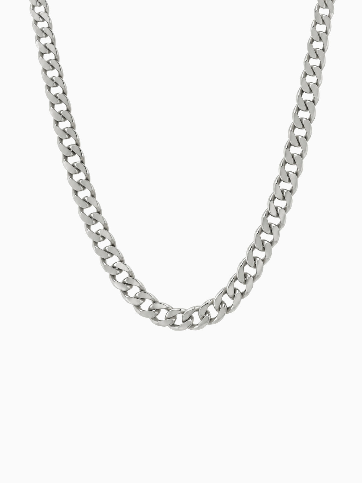 Cuban Ketting 925 Sterling Zilver (5mm) van Carpe Ice van voren op een lichte achtergrond, met de platte gourmetschakel.