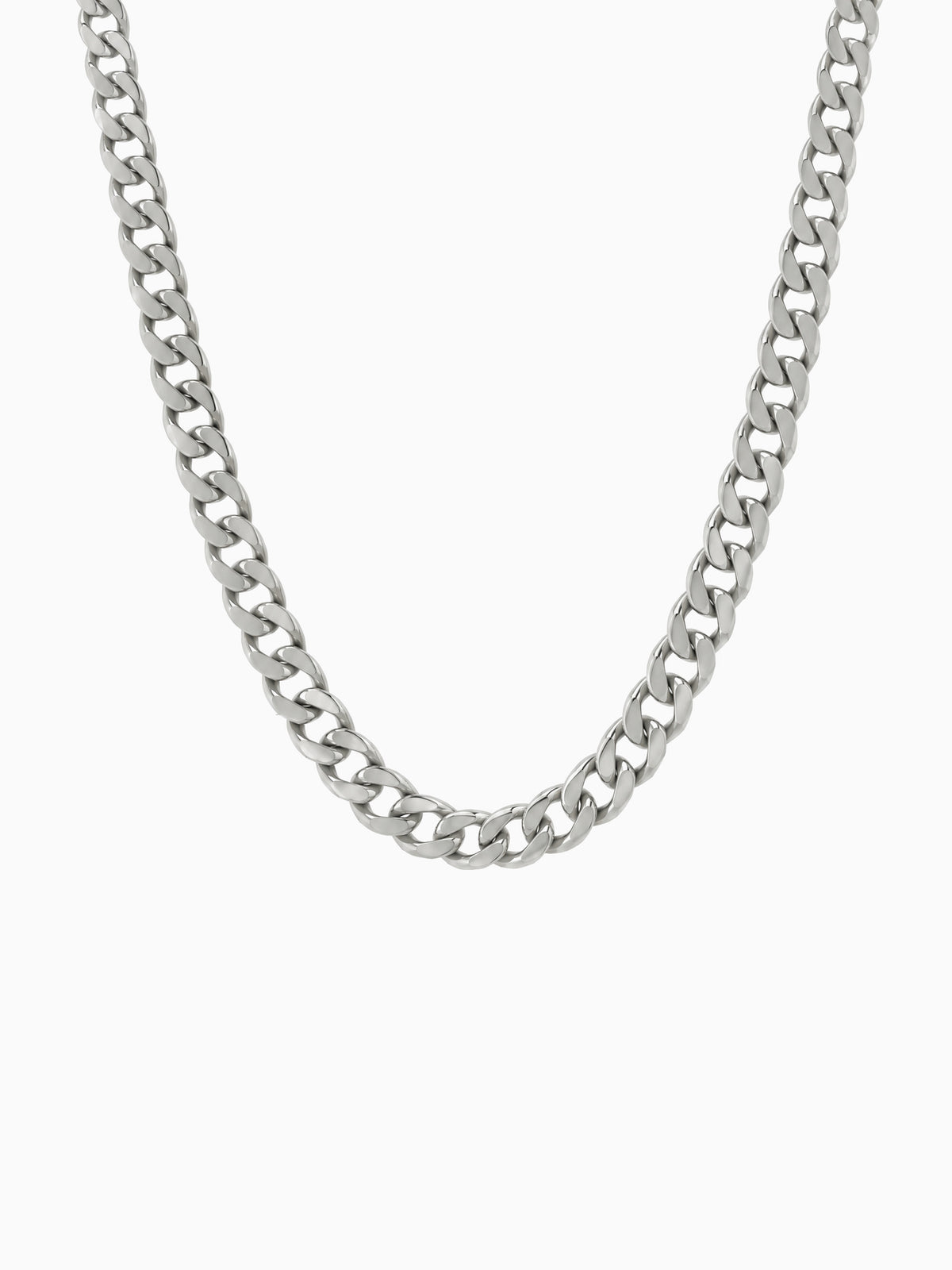 Cuban Ketting 925 Sterling Zilver (5mm) van Carpe Ice van voren op een lichte achtergrond, met de platte gourmetschakel.