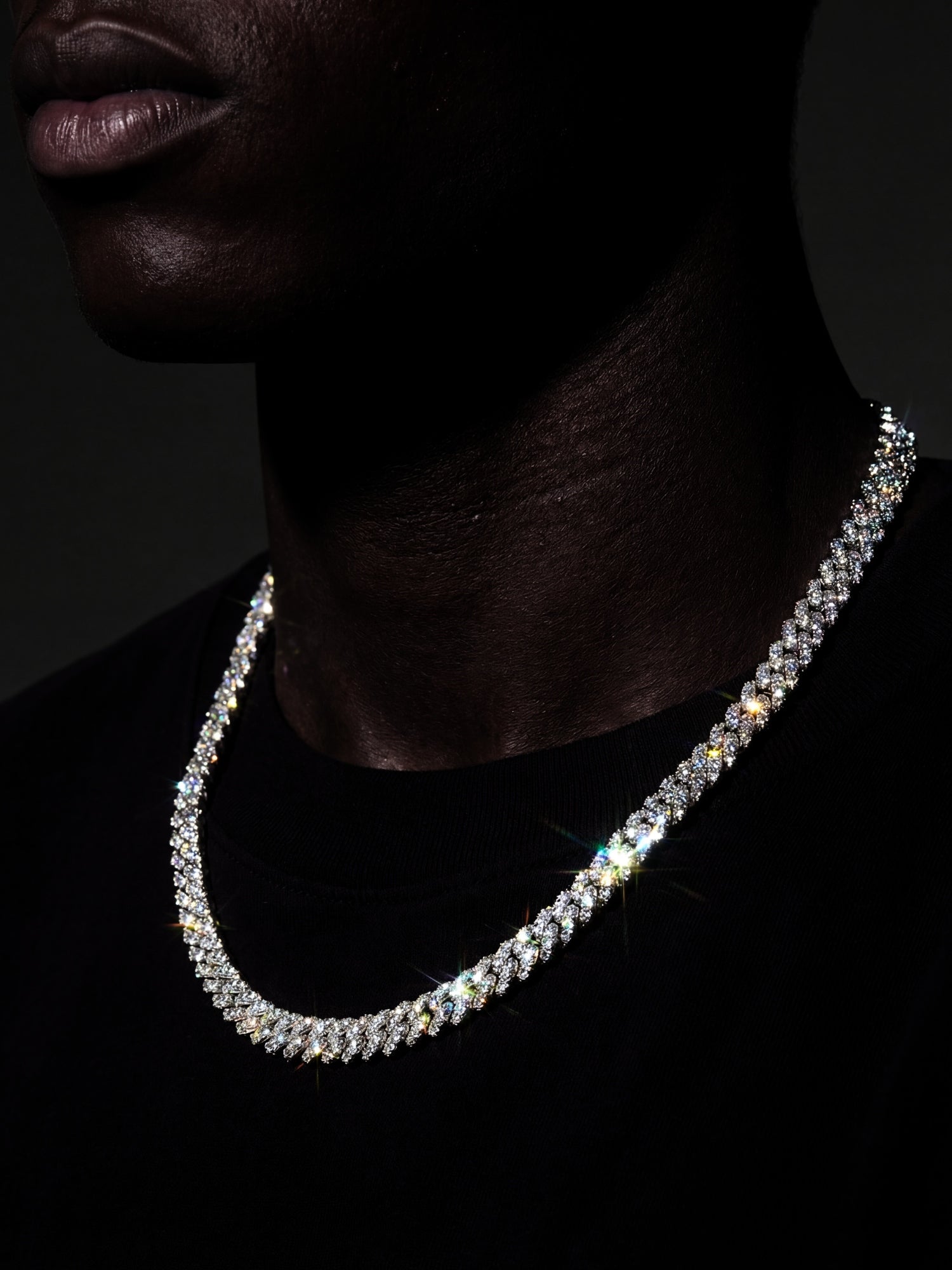 Cuban Ketting Zilver ICED OUT (6mm,8mm & 10mm) in het donker met shine
