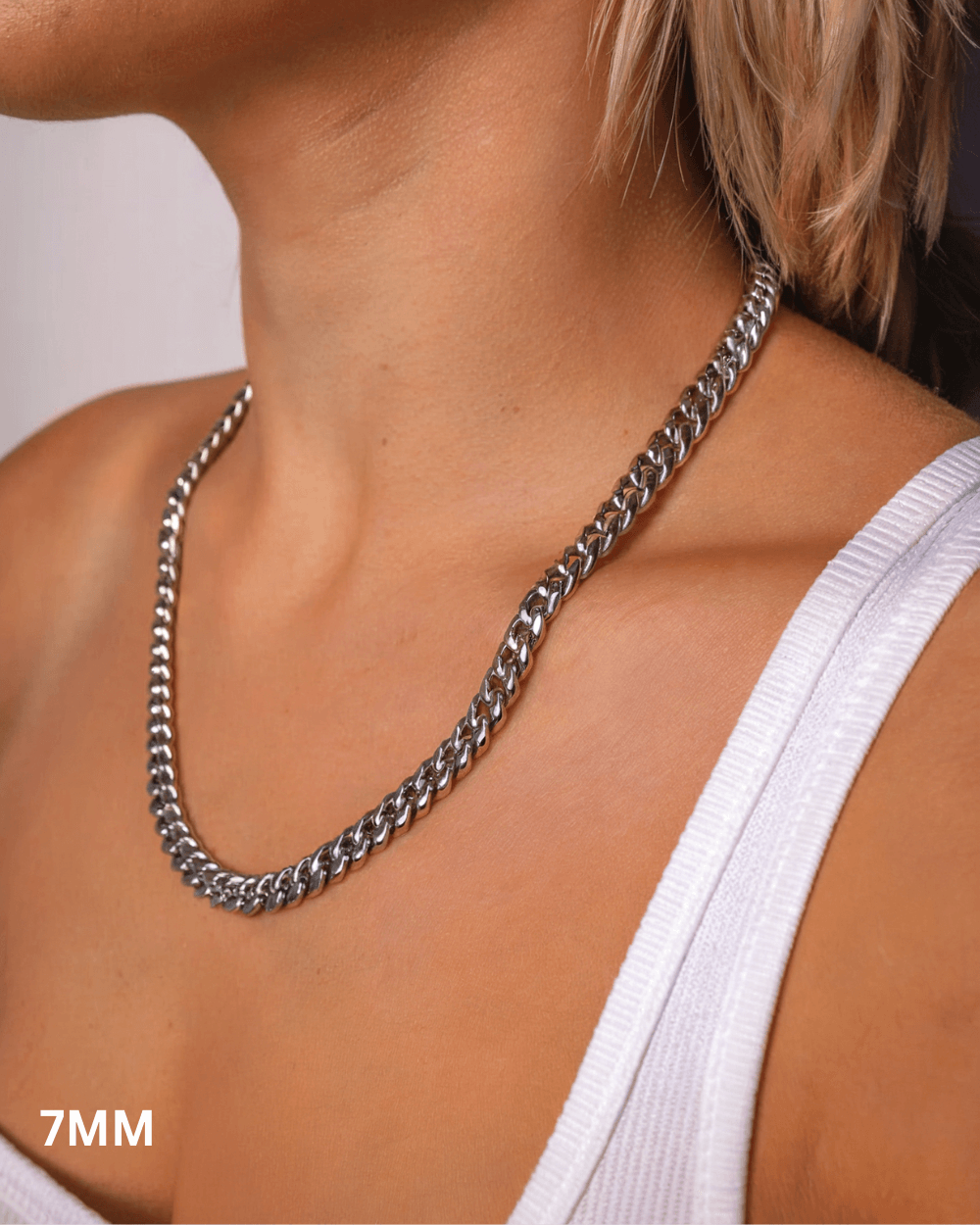 Cuban Ketting Zilver RVS (3mm, 5mm & 7mm) 7mm zilveren RVS Cuban schakel ketting om hals, Carpe Ice premium design