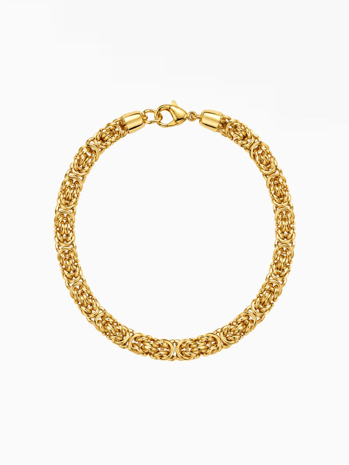 Gouden Byzantijnse Konings Armband RVS 6mm met gevlochten schakels en karabijnsluiting van Carpe Ice