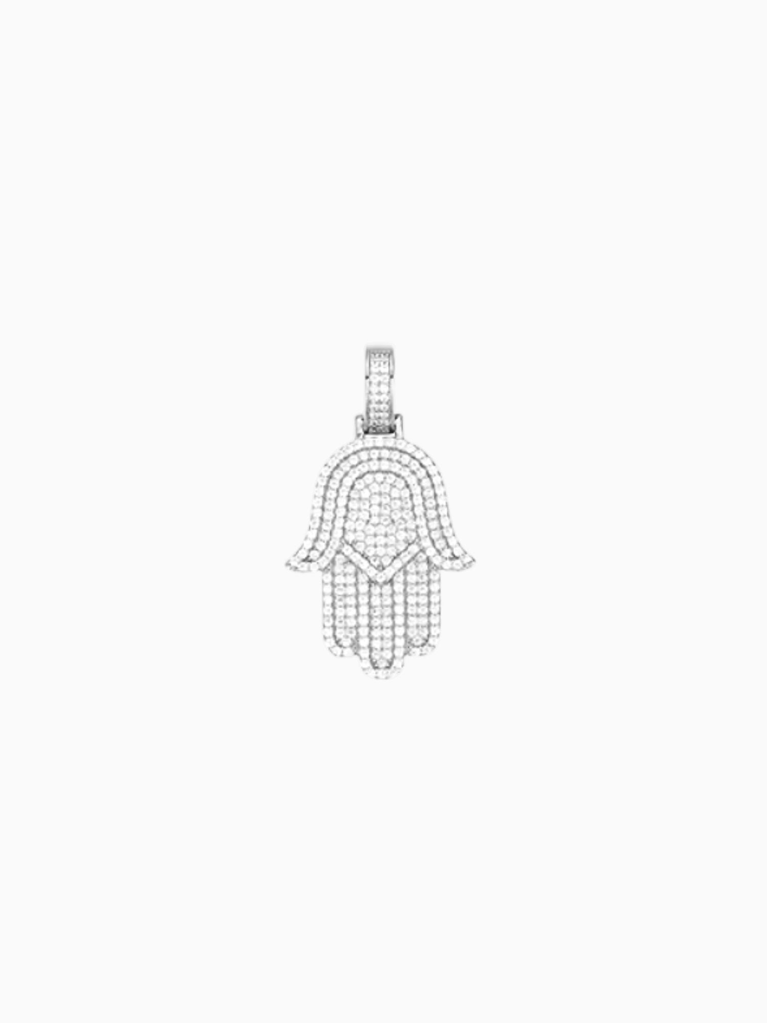 Hamsa Hanger Zilver Moissanite Iced Out zilveren 925 sterling hamsa hand hanger met moissanite stenen, iced out schittering
