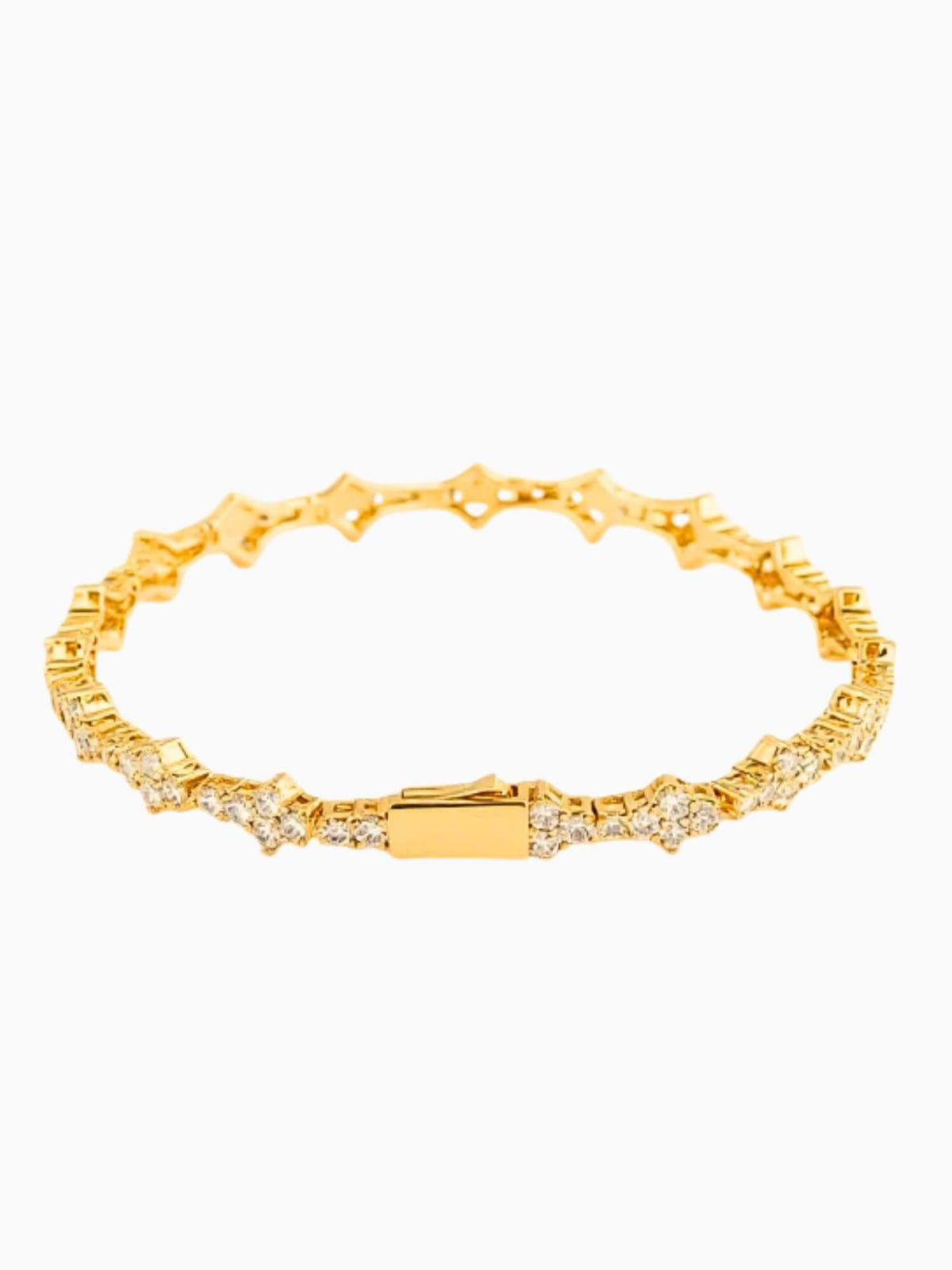 Pulsera Honeycomb dorada iced out (7 mm) con piedras VVS CZ y brillo iced out de lujo