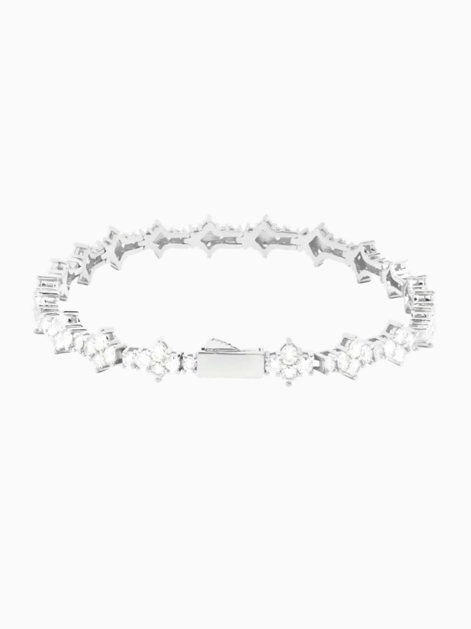 Honeycomb Armband Iced Out (7MM) witgoudkleurige iced out armband met VVS CZ stenen en honeycomb design