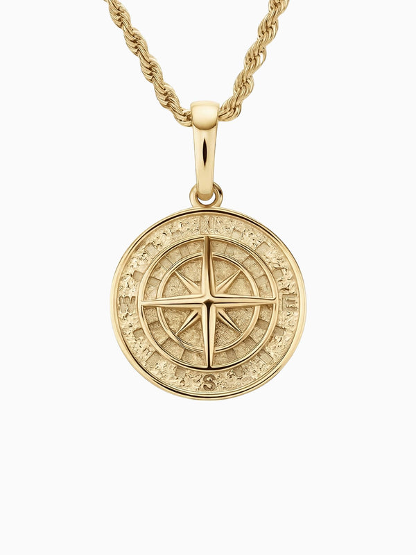 Kompas Hanger Goud - Luxe gouden kompas pendant van Carpe Ice in roestvrij staal, perfect voor elke outfit.