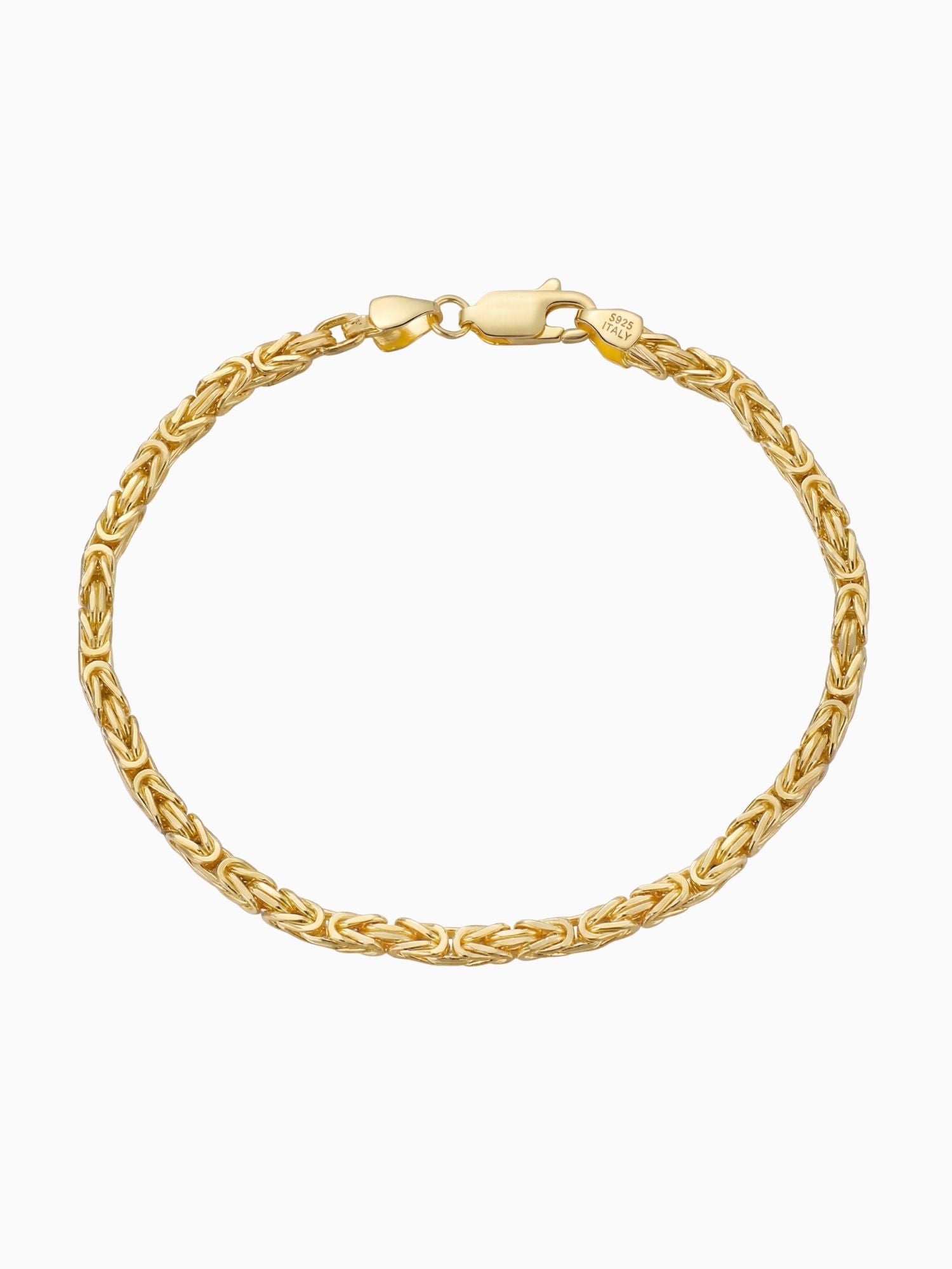 Alt Tag: Konings Armband 18k Goud Verguld (2.5mm) koningsschakel armband 925 sterling zilver met 18k goud verguld, 2.5mm breed