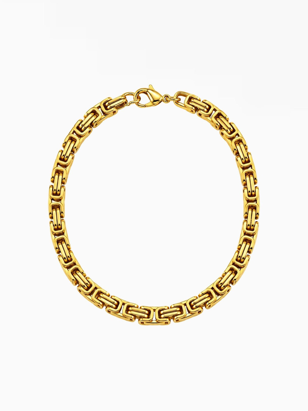 King's Link Bracelet Gold Stainless Steel 4mm with square king's link and lobster clasp by Carpe Ice, product photo on a white background