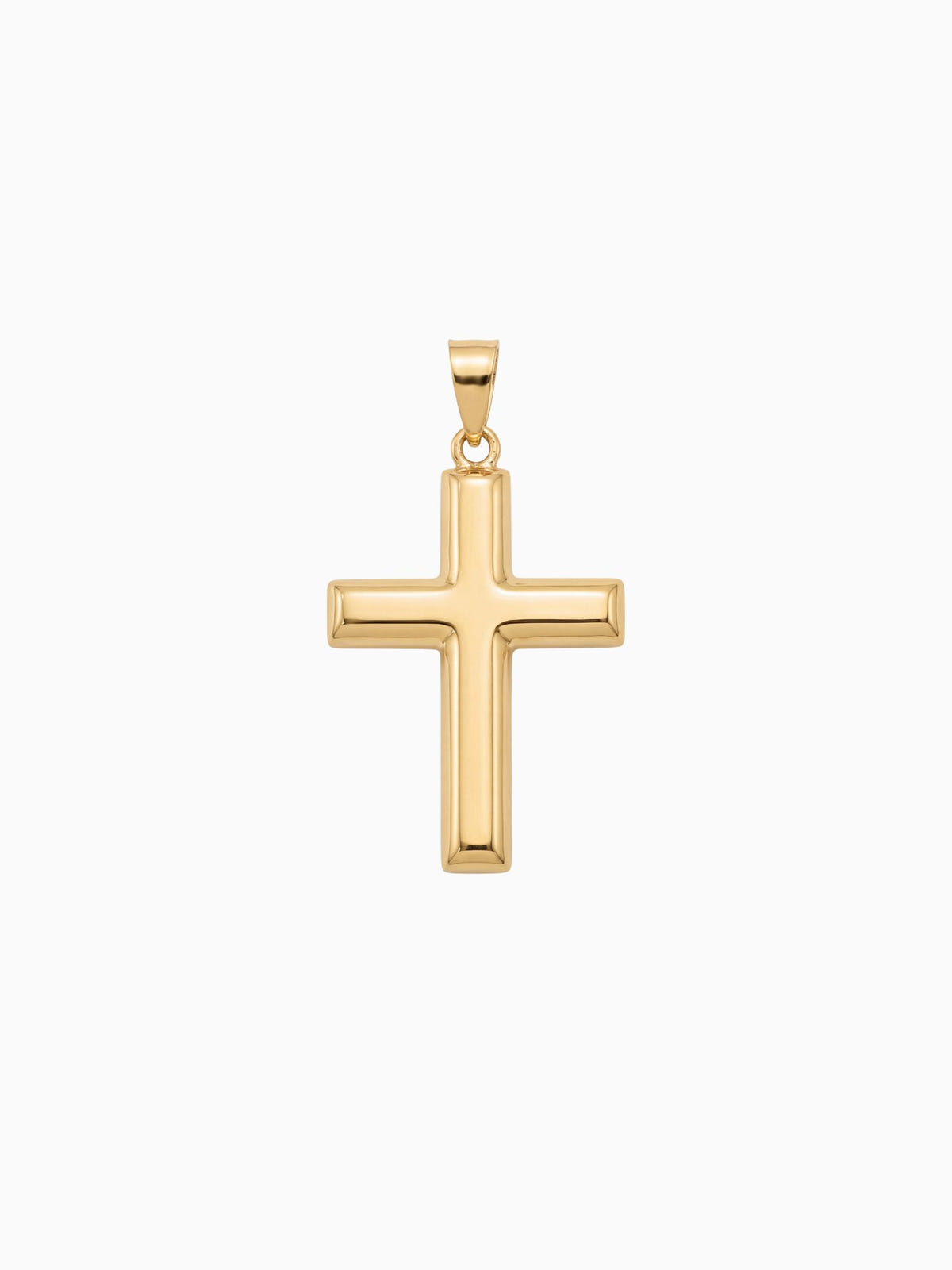 Pendentif croix doré en acier inoxydable aux branches lisses et polies