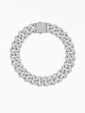 12mm iced out moissanite Cuban link bracelet in 925 sterling silver with a box clasp, by Carpe Ice
