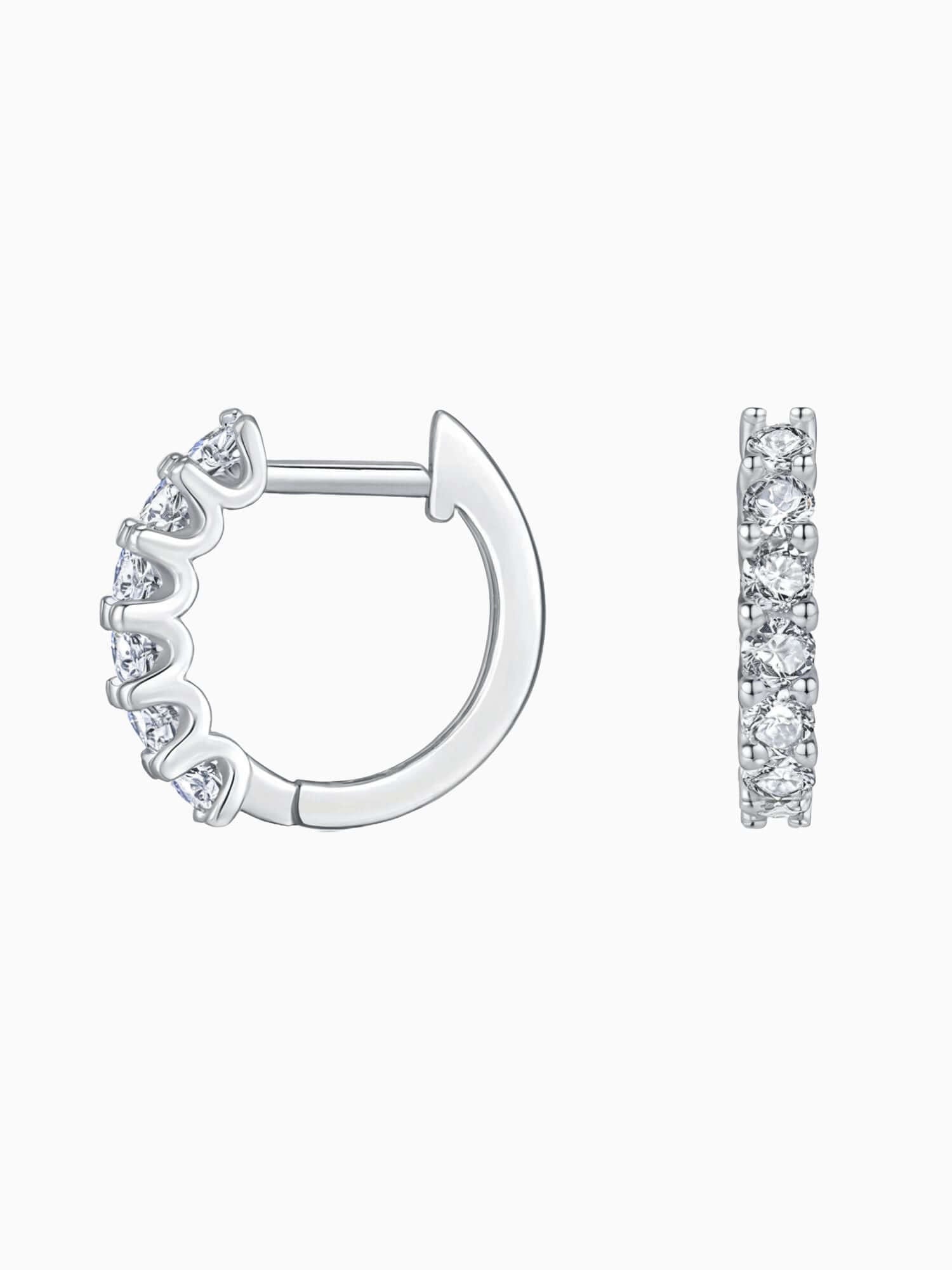 Orecchini a cerchio in moissanite in oro bianco e Argento sterling 925, con placcatura in oro bianco e brillantezza moissanite VVS D