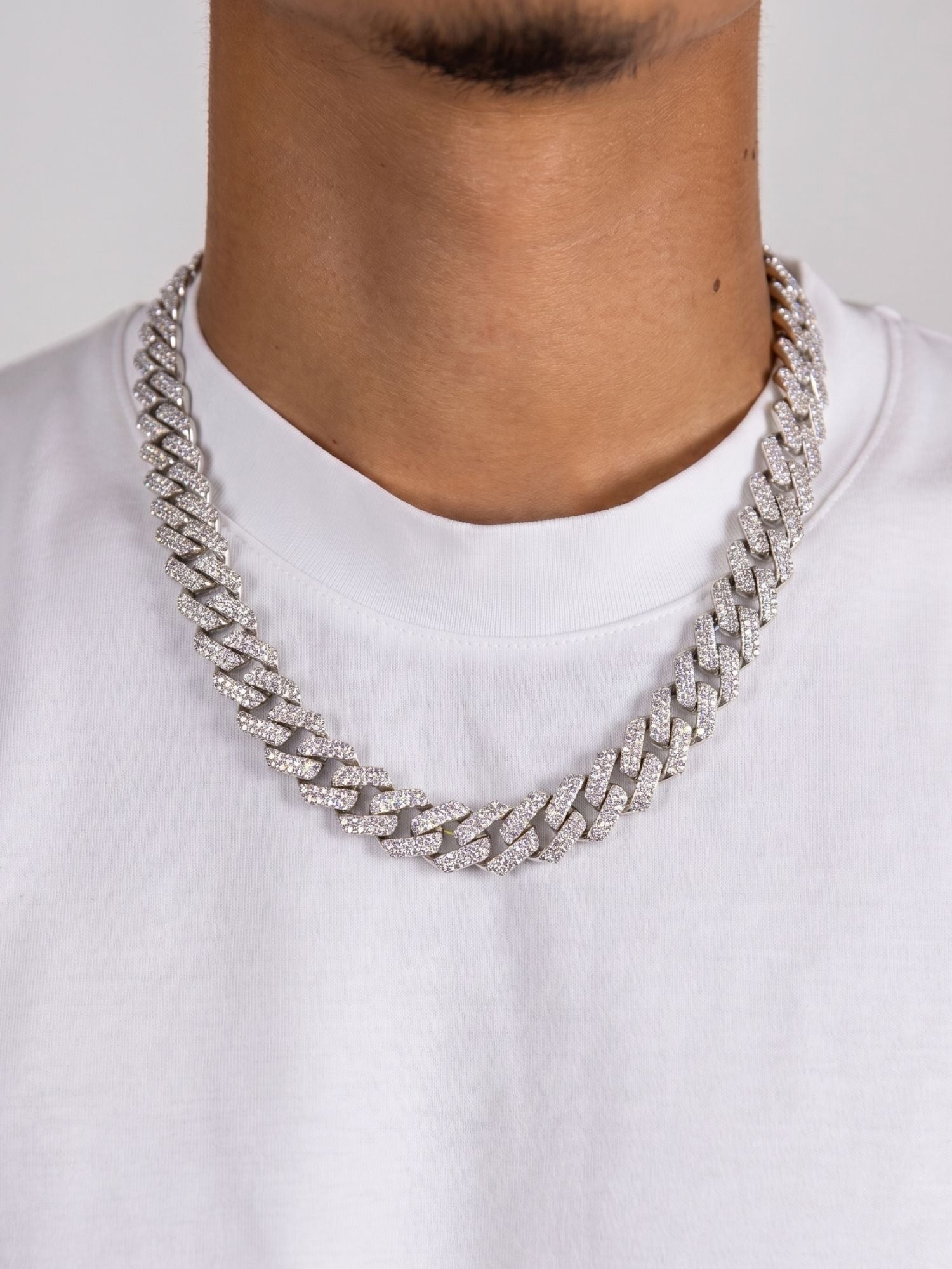 Moissanite Cuban Link Ketting Zilver ICED OUT (10mm)