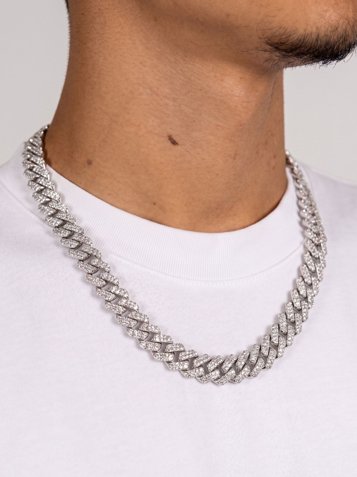 Moissanite Cuban Link Ketting Zilver ICED OUT (10mm)