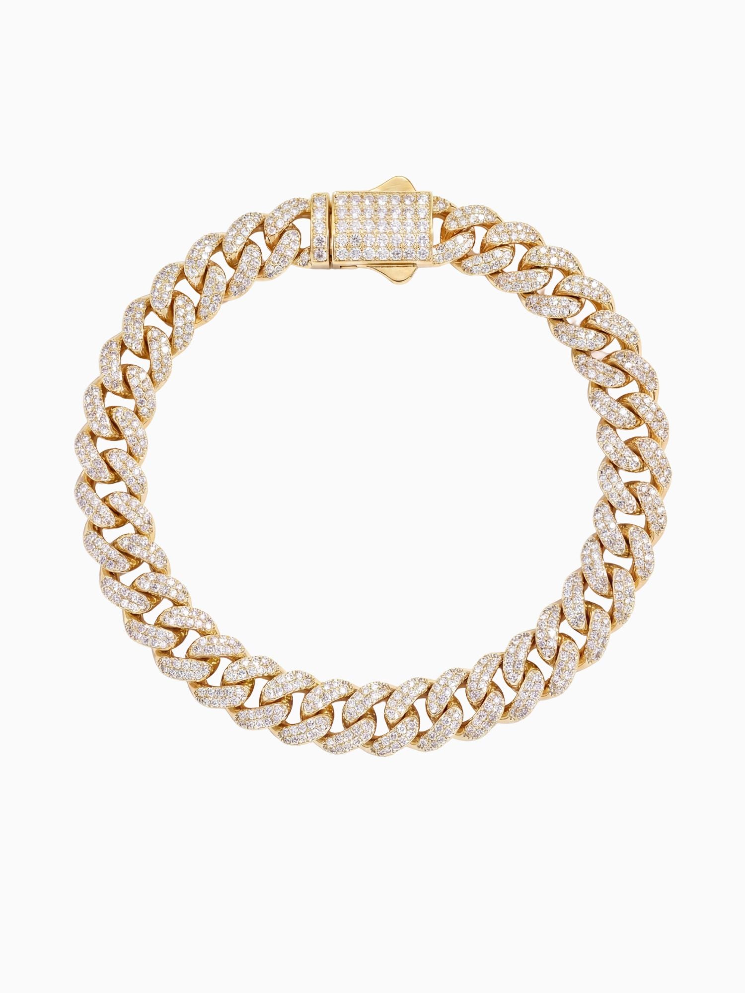 Cuban Link Armband Goud ICED OUT (6mm,8mm & 10mm)