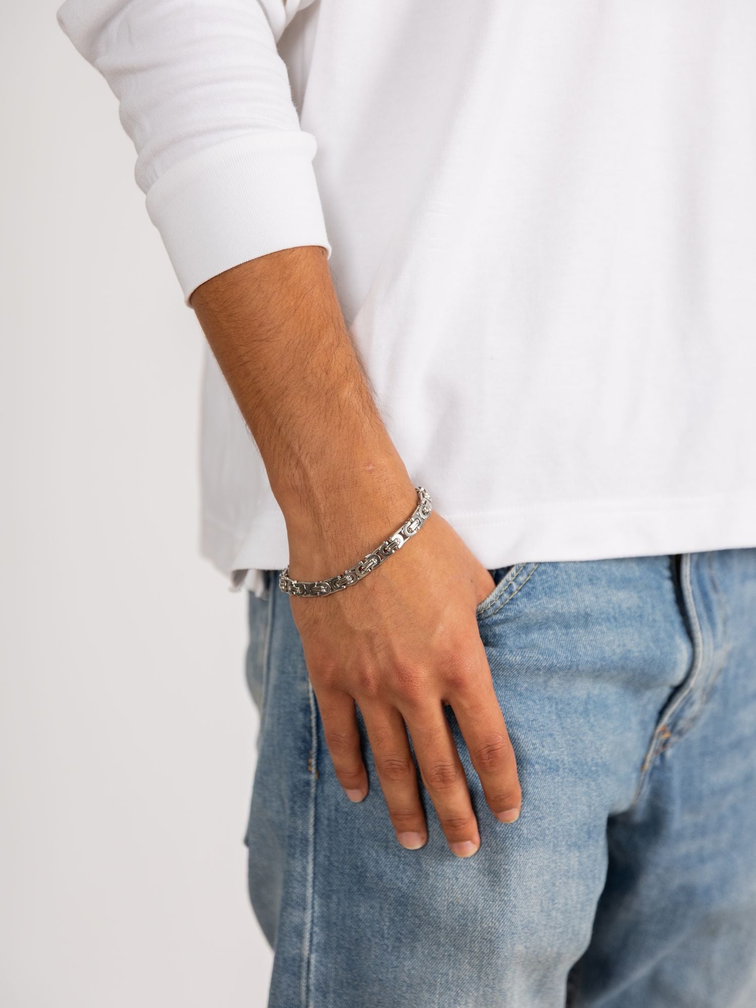 Zilveren Konings schakel armband 5MM