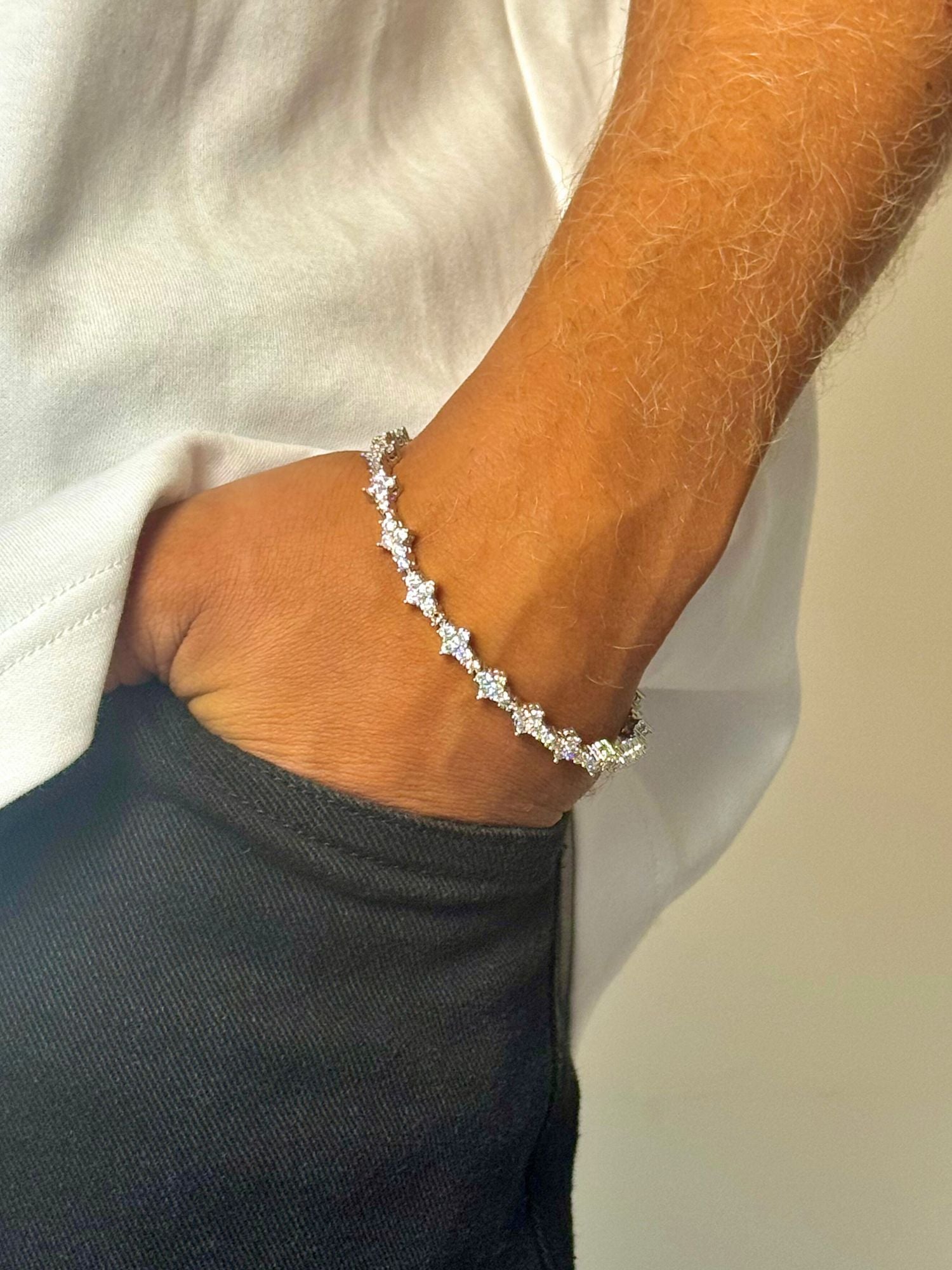 Bracciale HONEYCOMB 7MM ICED OUT Oro bianco