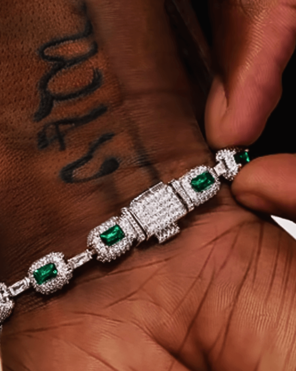 ICED OUT EMERALD Armband 7MM