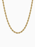 Collier maille corde plaqué or 18 carats (3,8 mm), maillons torsadés et éclat doré luxueux