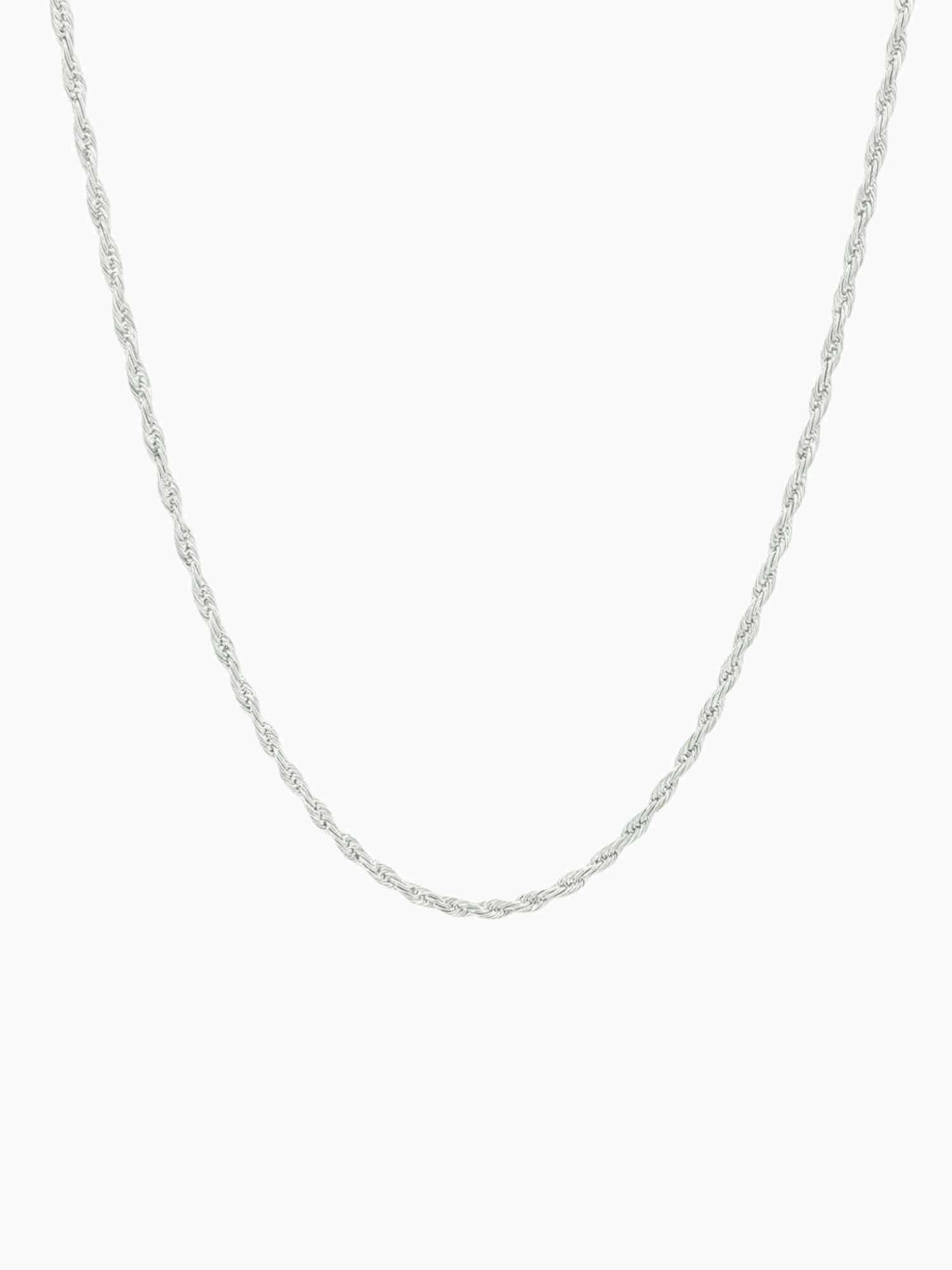 Collana rope in argento sterling 925, 2MM, con struttura classica rope e finitura elegante.