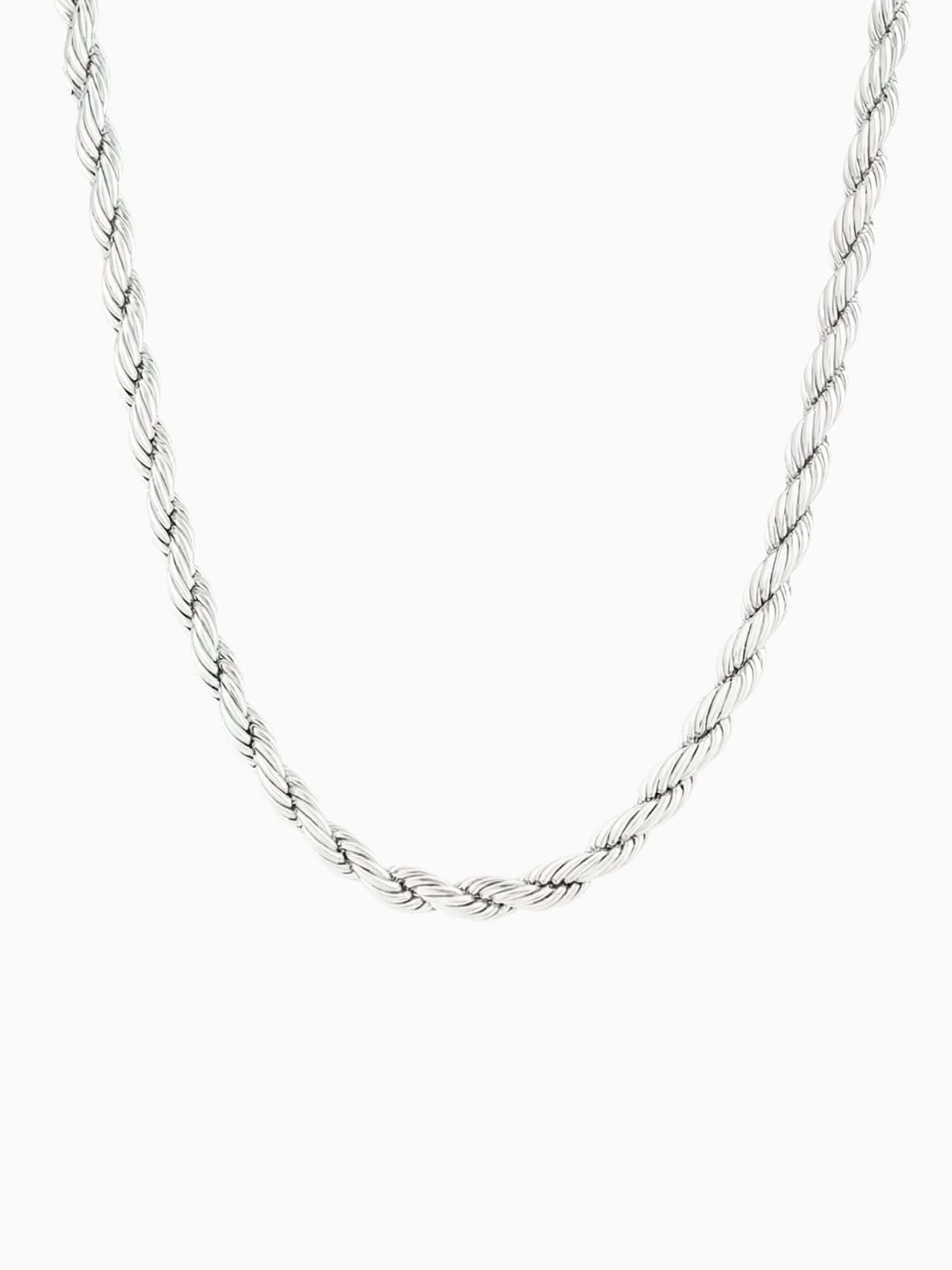 Collana a corda da 4 mm in Argento sterling 925, dal look lussuoso, realizzata in Argento sterling 925.