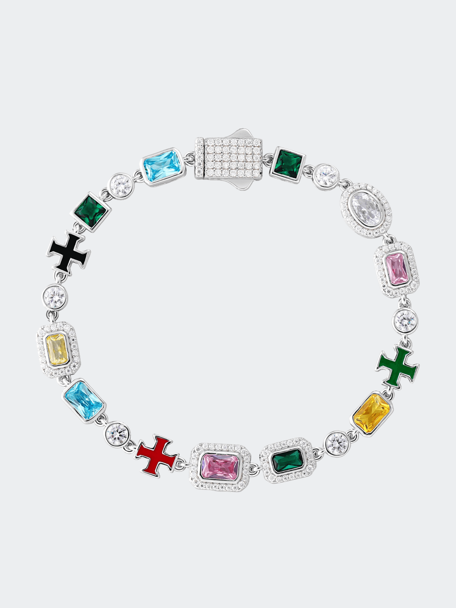 ICE Kruis en Edelstenen WIT GOUD Armband - Carpeice
