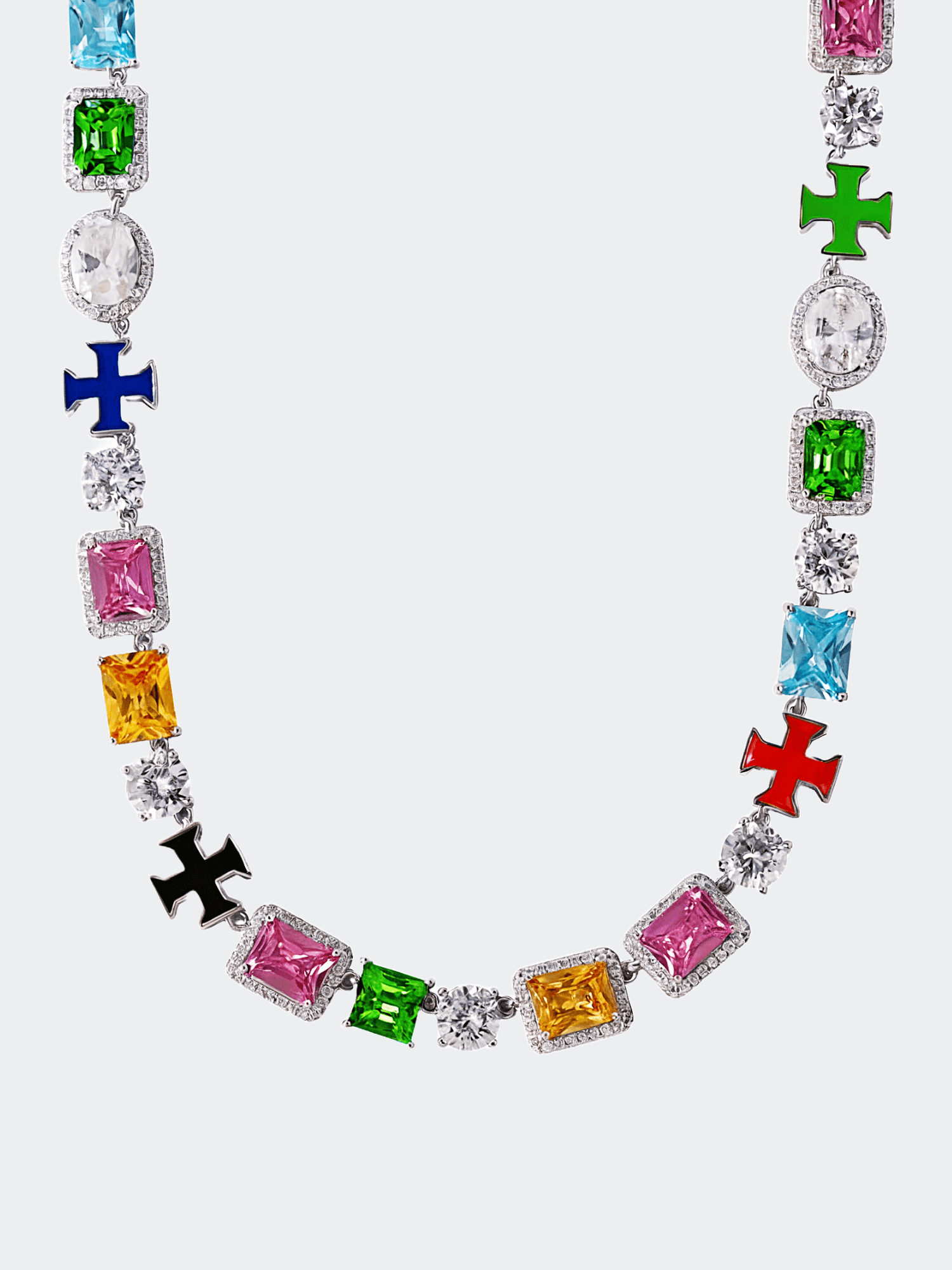 ICE Kruis en Edelstenen WIT GOUD Ketting - Carpeice