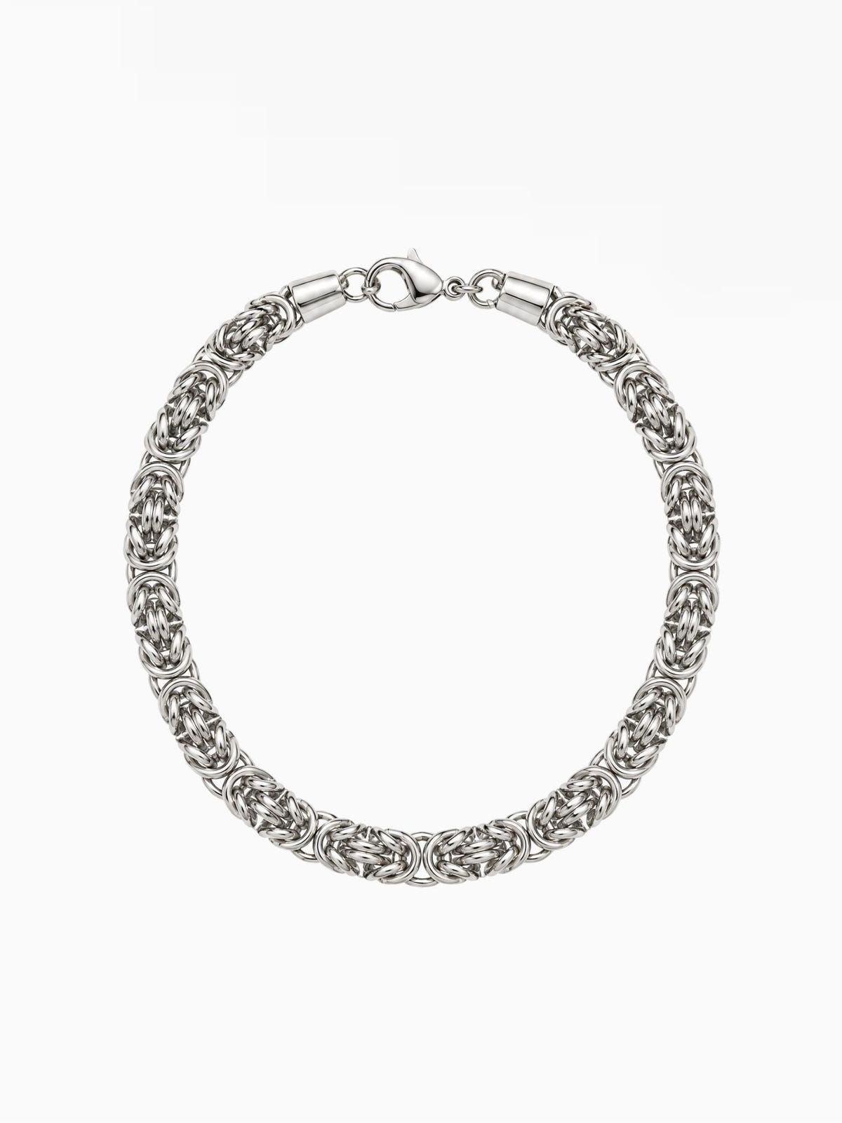 6mm silver-tone stainless steel Byzantine bracelet with woven links and a lobster clasp, by Carpe Ice