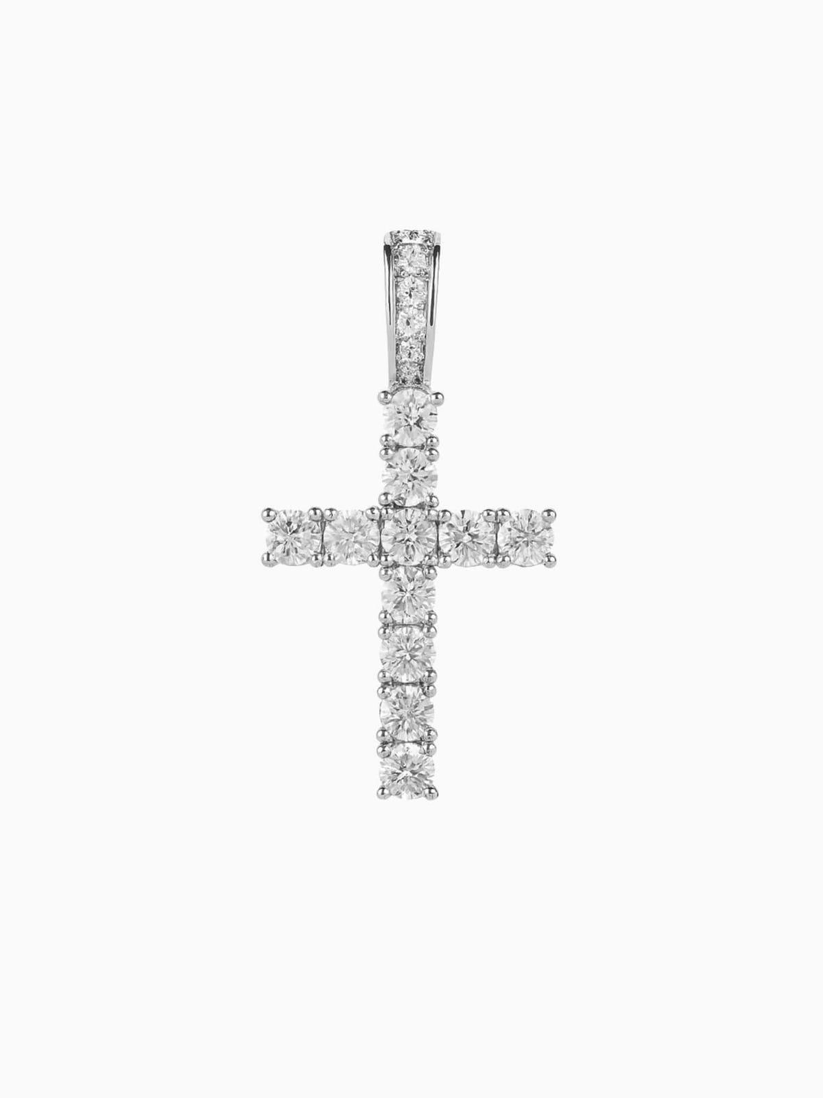 Ciondolo croce in argento ICED OUT con lussuose pietre VVS CZ e finitura elegante.