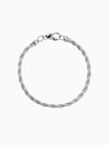 Alt Tag: Rope Bracelet Silver Stainless Steel (3mm) minimalist rope bracelet with twisted links and a silver stainless steel finish
