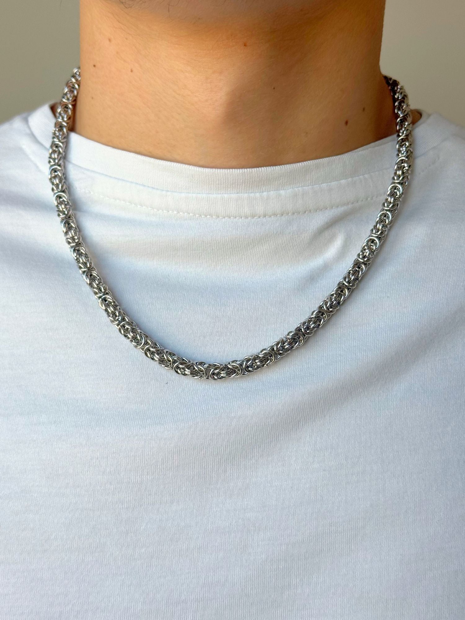 Zilvere Byzantijnse Konings Ketting 6MM