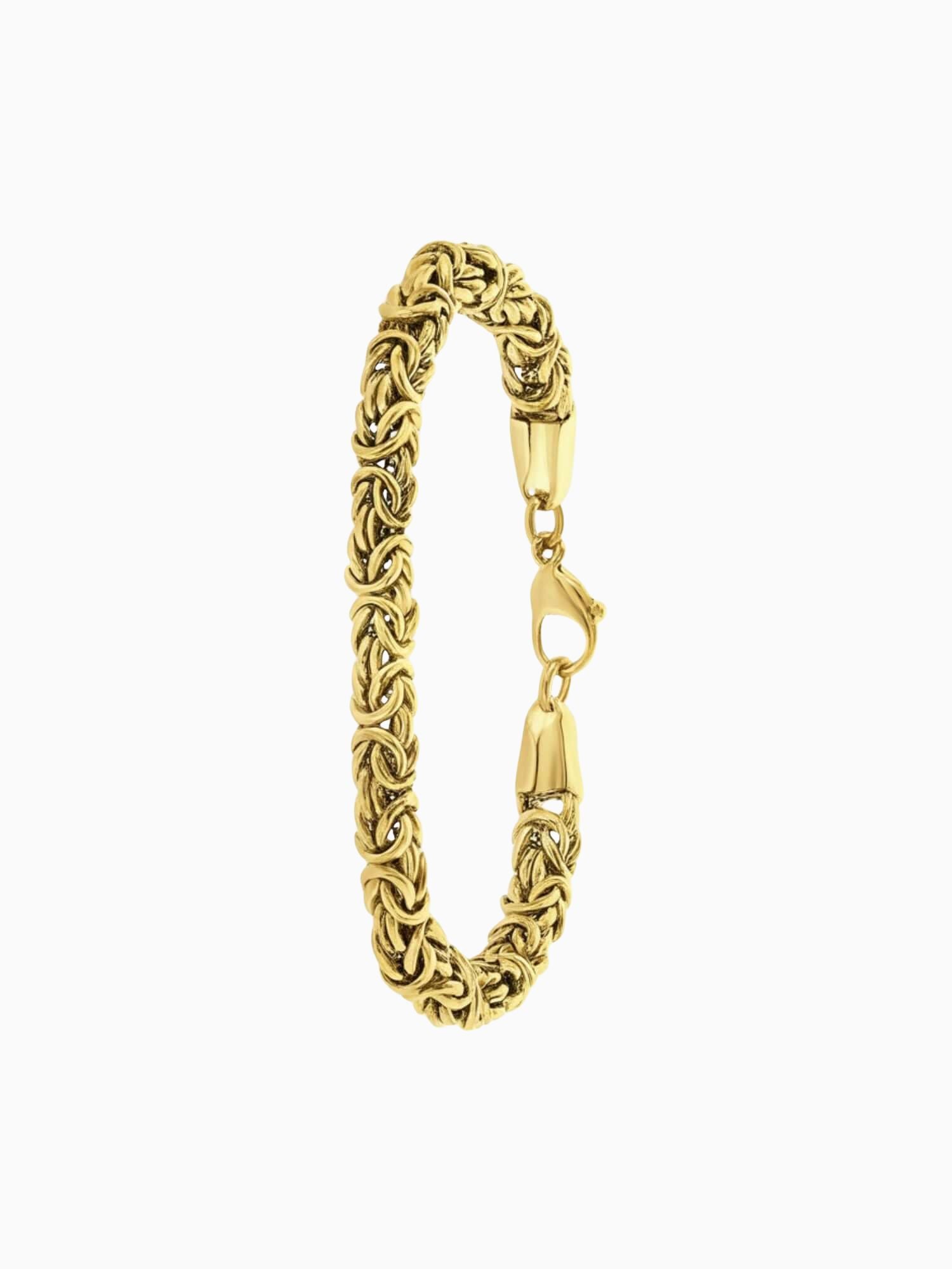 Gouden Byzantijnse Konings Armband 6MM met iconisch vlechtwerk en glanzende afwerking.