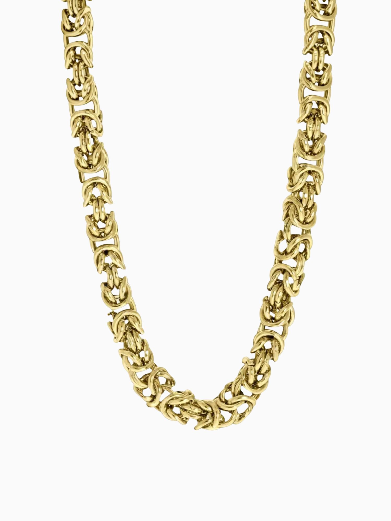 Gouden Byzantijnse Konings Ketting 6MM met iconisch vlechtpatroon, stijlvol en elegant.