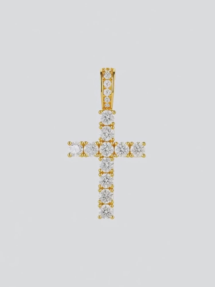 Gouden Kruis Hanger ICED OUT met VVS CZ stenen en luxe afwerking